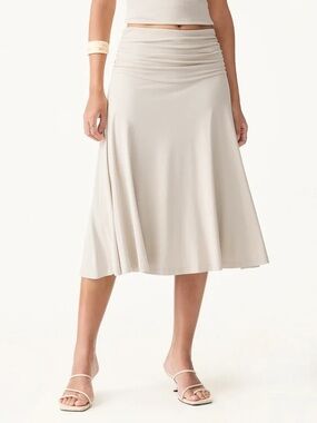 OGL Eco-SkinKiss® Flowy Side Ruched A-line Midi Skirt